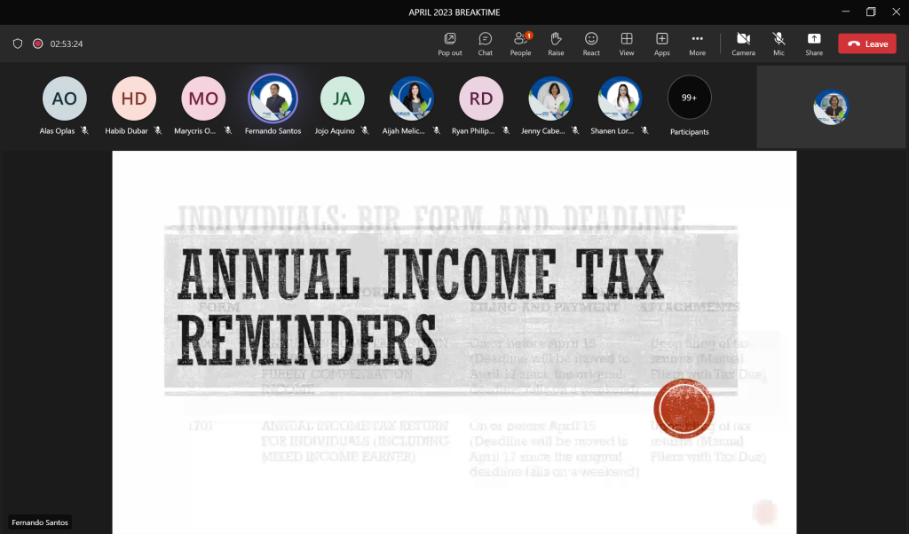 Tax Webinar: Annual Income Tax Reminders
