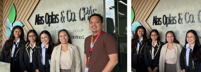 AOC intern students together with their advisor, Mr. Ralph Ean Braza, and AOC Iloilo Partner-in-Charge, Ms. Kimberly Noble.