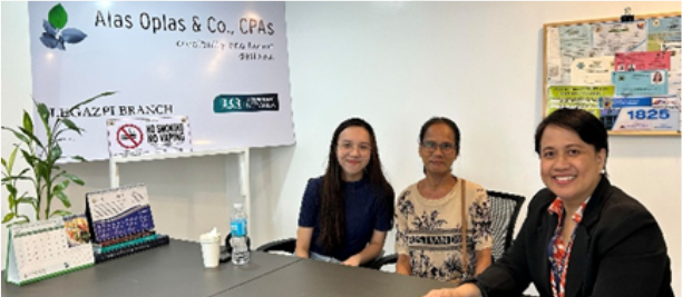 Partner In Charge Nathalie R. Lupango with Jessica and her mother, Charito Llantino