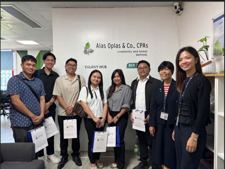 From right to left: HR Rogielyn Barroga; HR Managing Director, Jenny Catapang; VMUF Dean Moises Espelita; five newly licensed CPAs from Virgen Milagrosa University Foundation.
